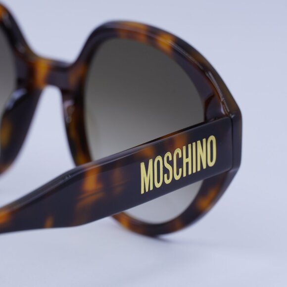 Moschino MOS126/S 005L 9K Sunglasses Havana Round Frame, Green Lenses main image 7